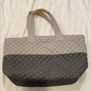 MZ Wallace Quilted Two-Tone Tote Bag - Gray and Charcoal